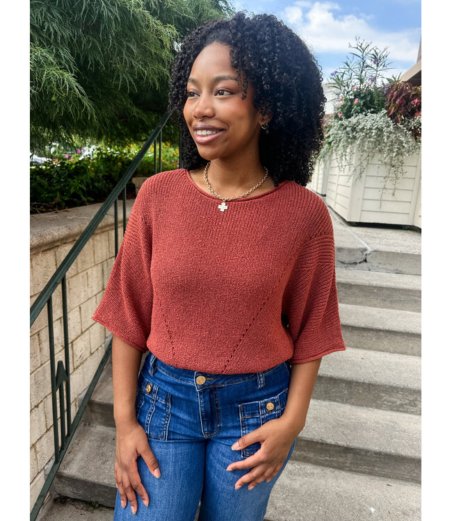POINTELLE DOLMAN SWEATER
