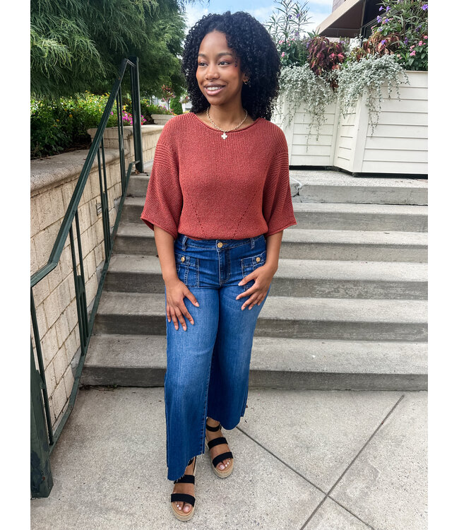 POINTELLE DOLMAN SWEATER