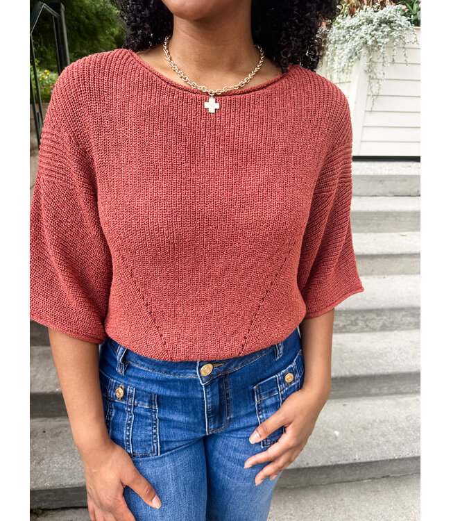 POINTELLE DOLMAN SWEATER
