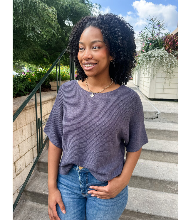RIBBED DOLMAN SWEATER