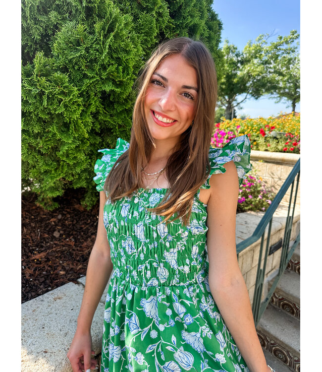 HEIDI SMOCK MIDI DRESS