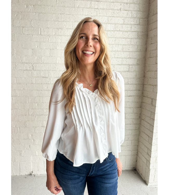RUFFLE PINTUCK BLOUSE