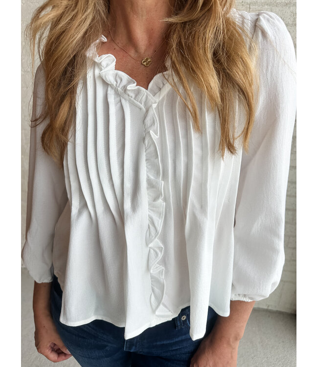 RUFFLE PINTUCK BLOUSE