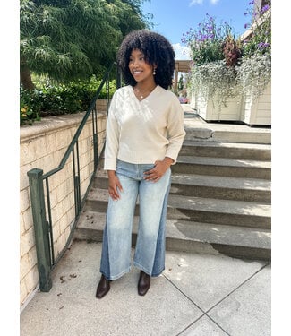 WIDE LEG TWO TONE JEAN