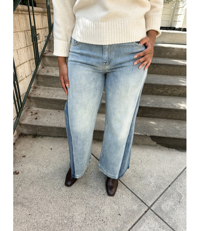 WIDE LEG TWO TONE JEAN