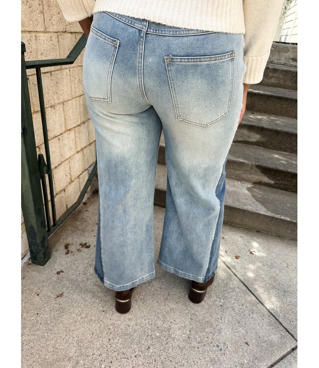 WIDE LEG TWO TONE JEAN