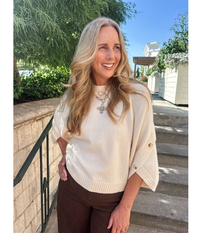 BUTTON SLEEVE SWEATER
