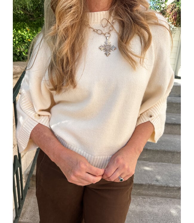 BUTTON SLEEVE SWEATER