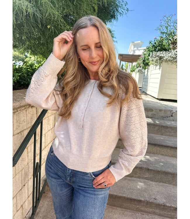 LACE HENLEY SWEATER