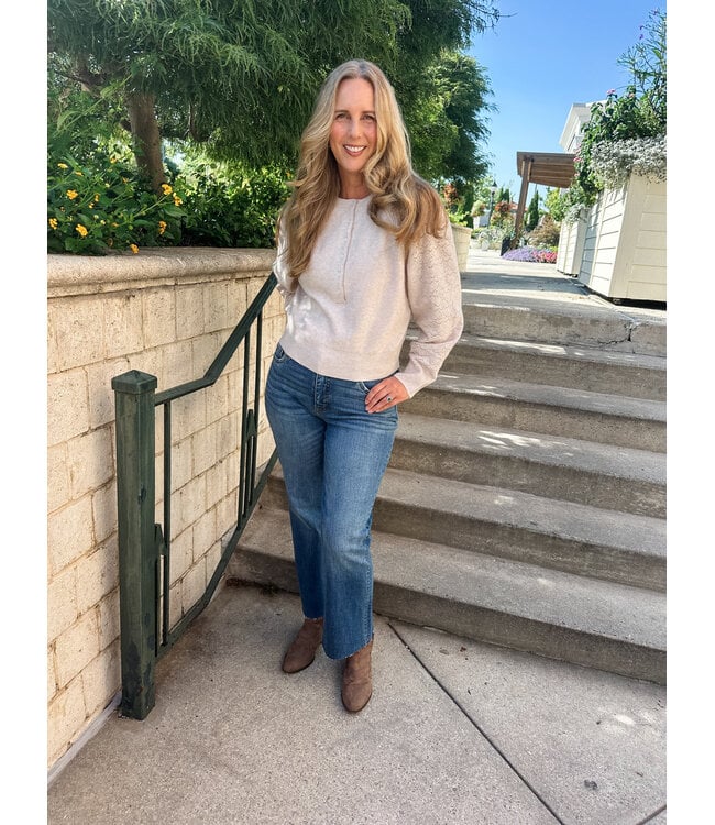 LACE HENLEY SWEATER