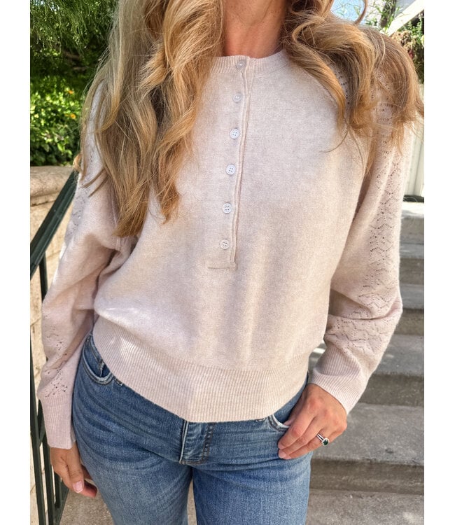 LACE HENLEY SWEATER