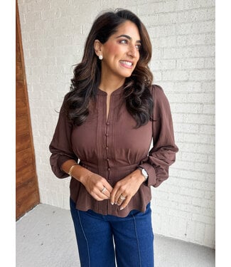 BUTTON PEPLUM BLOUSE