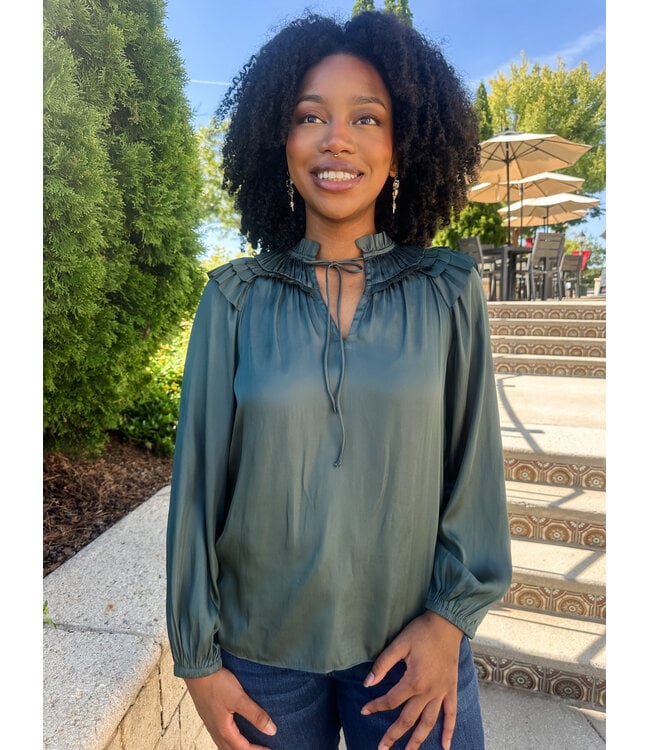 SHOULDER RUFFLE BLOUSE