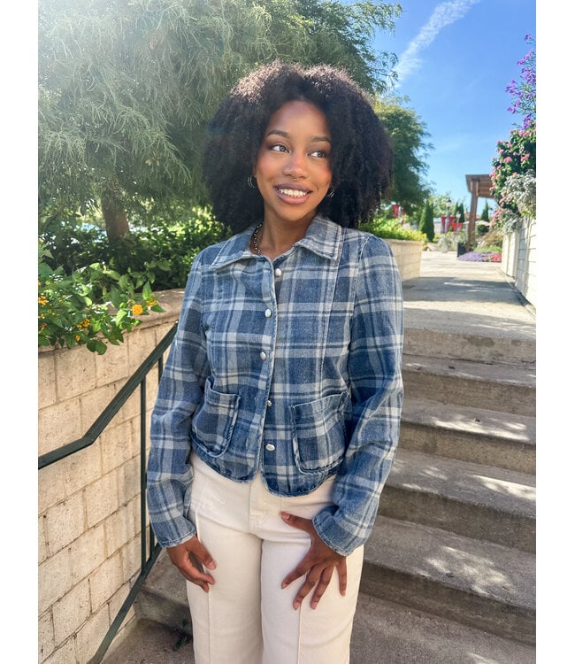 PLAID DENIM JACKET