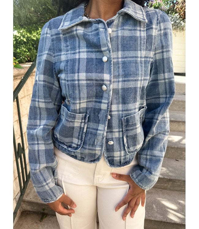 PLAID DENIM JACKET