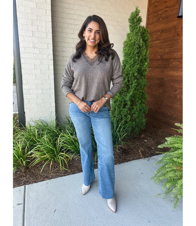 CONTRAST LACE SWEATER