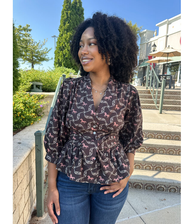 HORSE PEPLUM BLOUSE