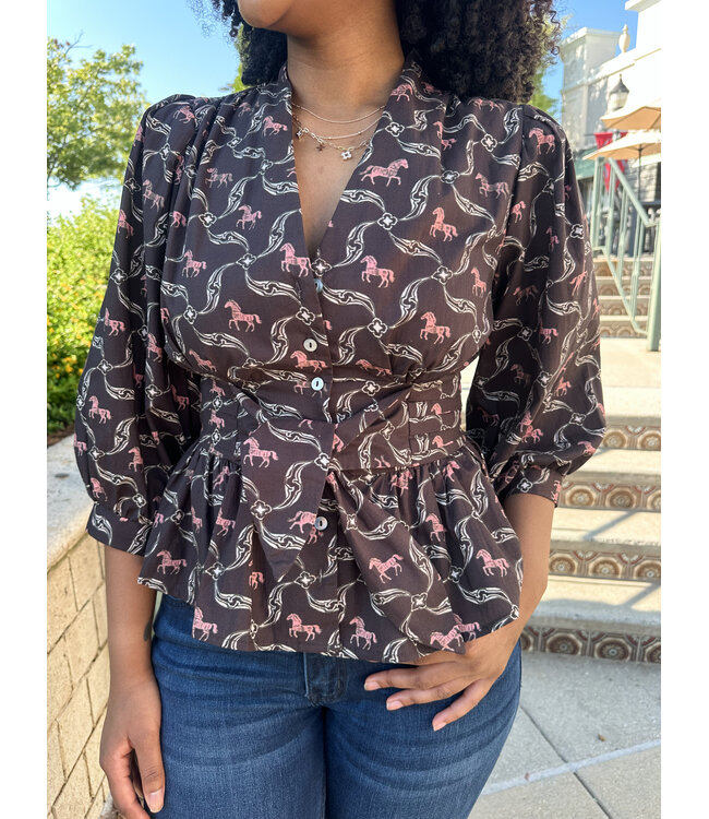 HORSE PEPLUM BLOUSE