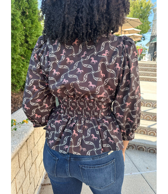 HORSE PEPLUM BLOUSE