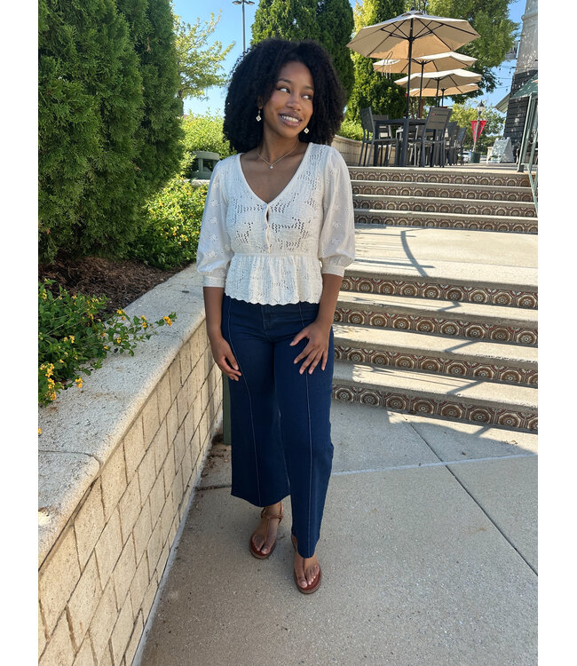 PEPLUM EYELET TOP