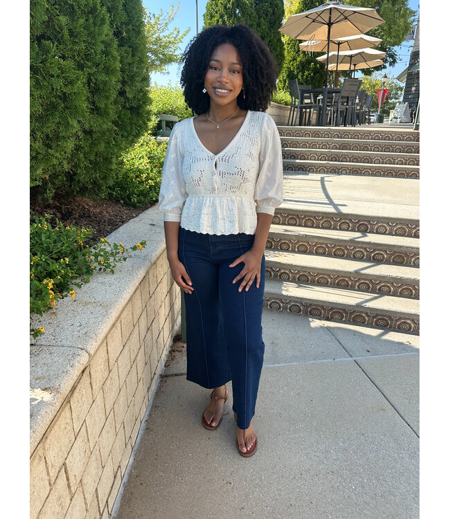 PEPLUM EYELET TOP
