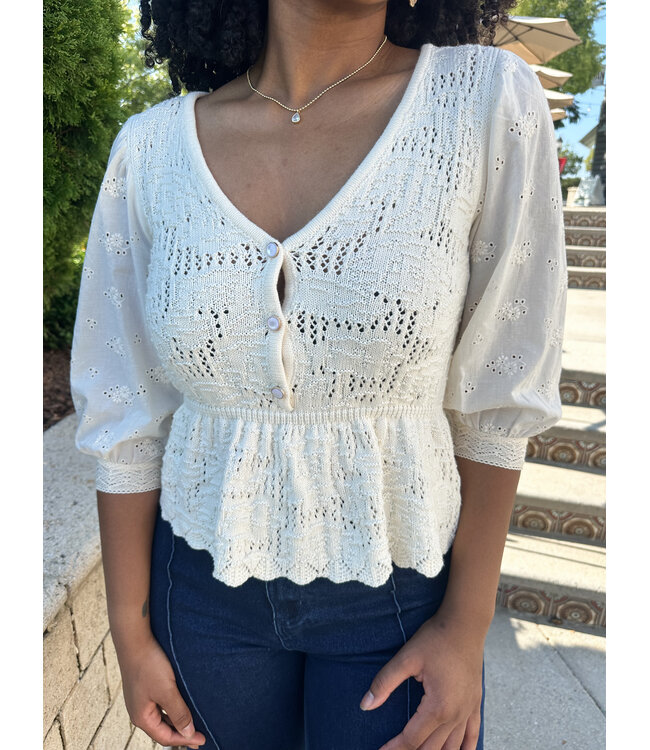 PEPLUM EYELET TOP