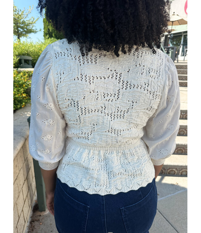 PEPLUM EYELET TOP
