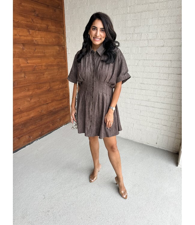SUEDED SHIRT DRESS
