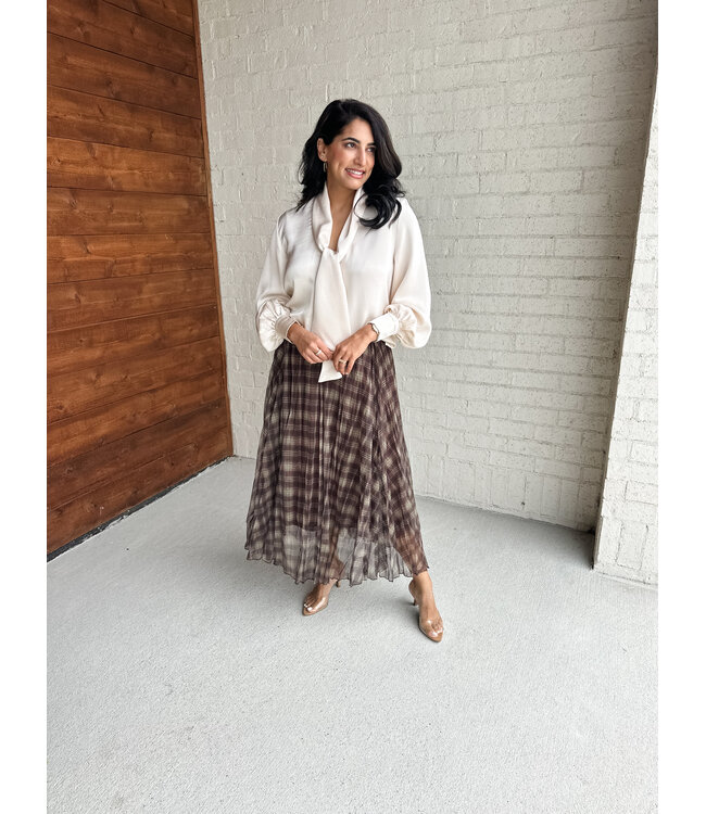 PLAID MIDI SKIRT