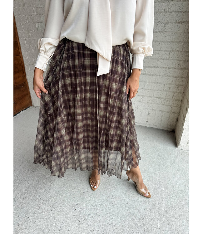 PLAID MIDI SKIRT