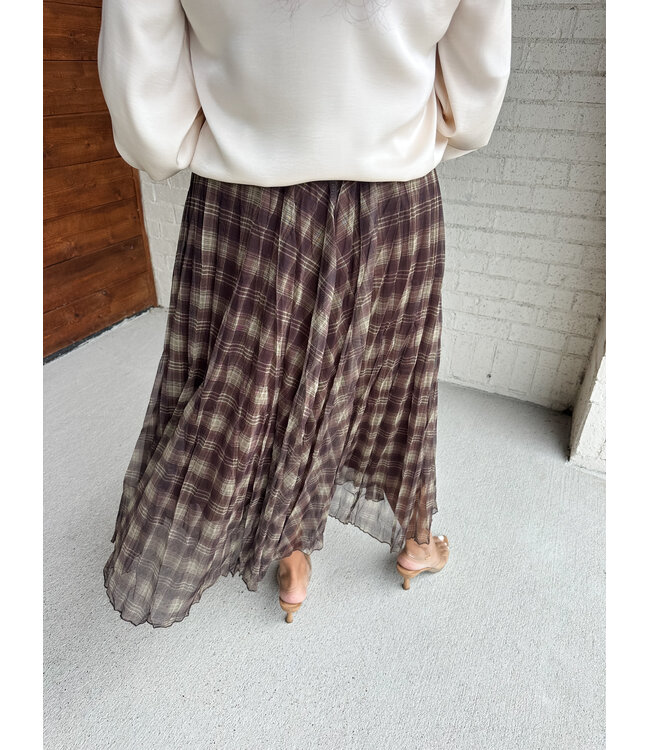 PLAID MIDI SKIRT