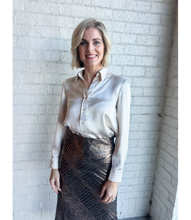 METALLIC MIDI SKIRT