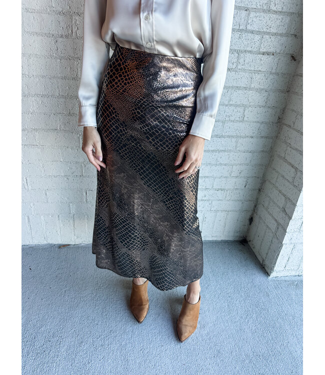 METALLIC MIDI SKIRT