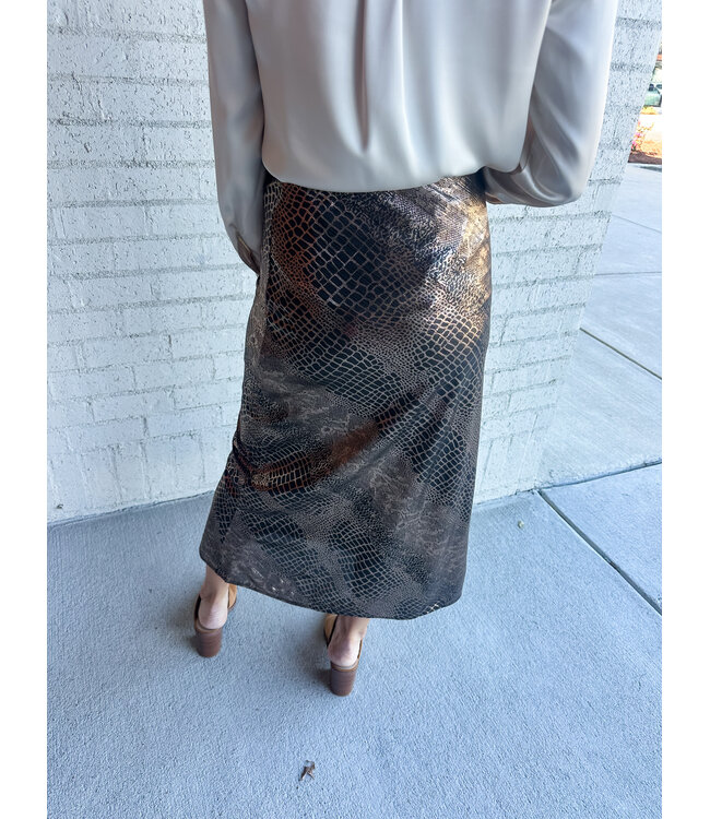 METALLIC MIDI SKIRT