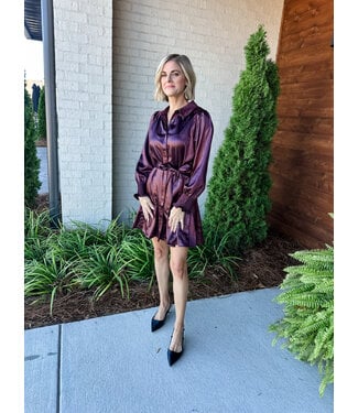 SATIN BELTED DRESS