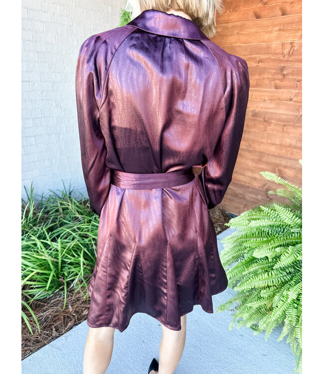 SATIN BELTED DRESS