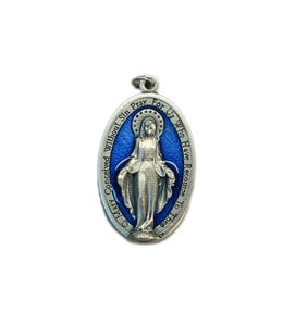Large Miraculous Medal with blue enamel