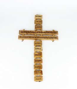 Croix ''Our Father'' (anglais) en bois d'olivier (24cm)