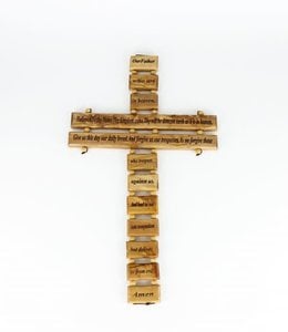 Olive wood cross "Our Father" (24 cm)