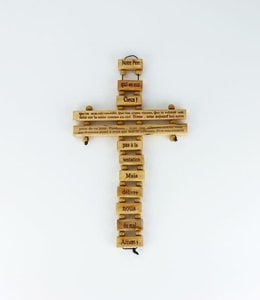 Croix ''Notre Père'' en bois d'olivier (24 cm)
