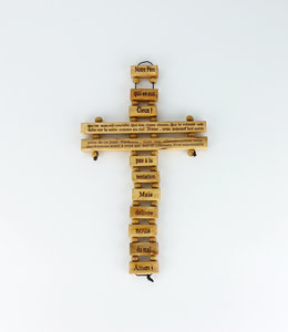 Croix ''Notre Père'' en bois d'olivier (34 cm)