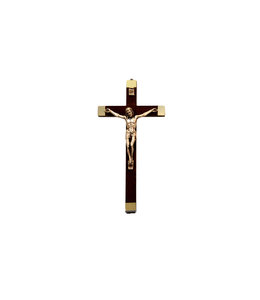 Crucifix en bois foncé avec corpus argenté