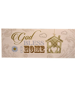 Wooden Plaque ''God bless our home''