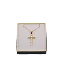 Golden ciseled cross and 18'' chain