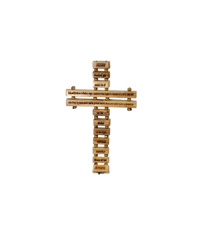 Olive wood ''Padre Nuestro'' cross (spanish)