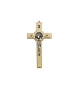 Crucifix saint Benoît en bois clair