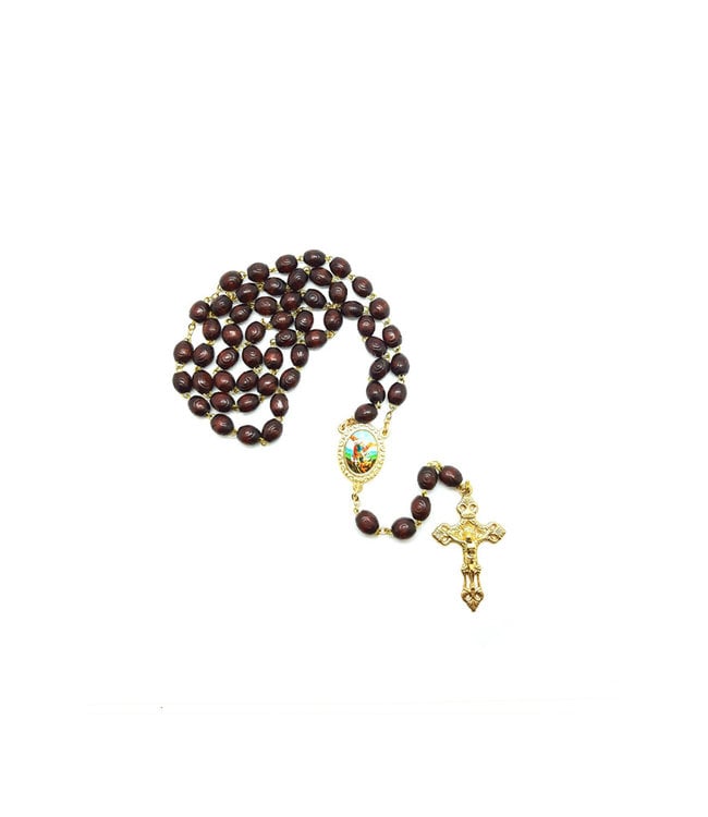 Saint Michael dark wood rosary