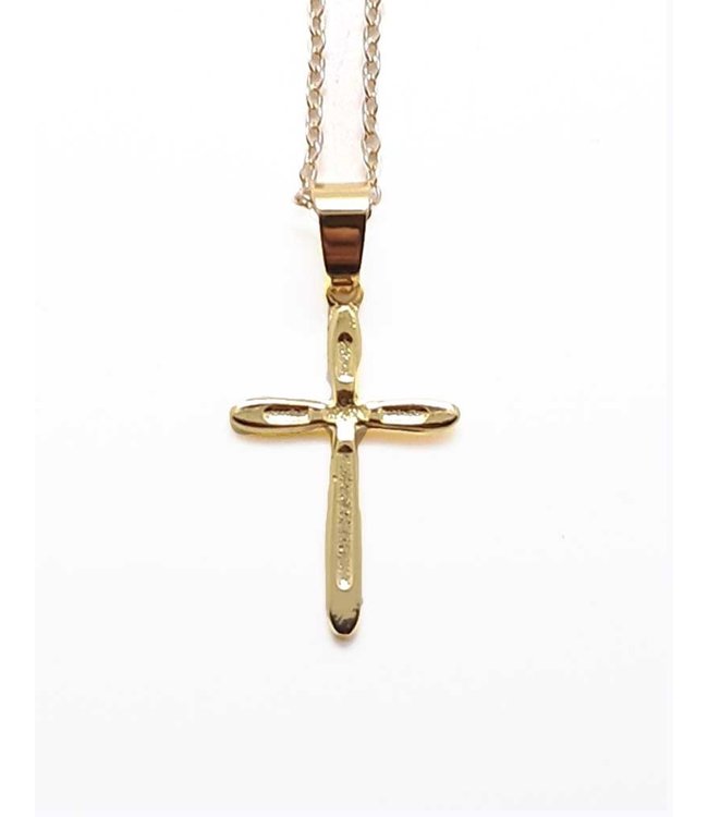 Pendant : rounded golden cross with textured center