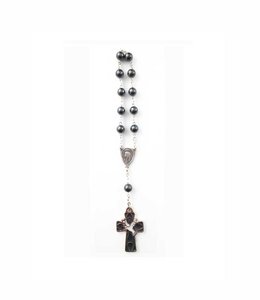 Hematite Virgin Mary decade rosary with dove