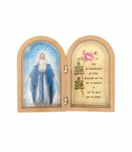 Small Virgin Mary double frame with prayer (french)
